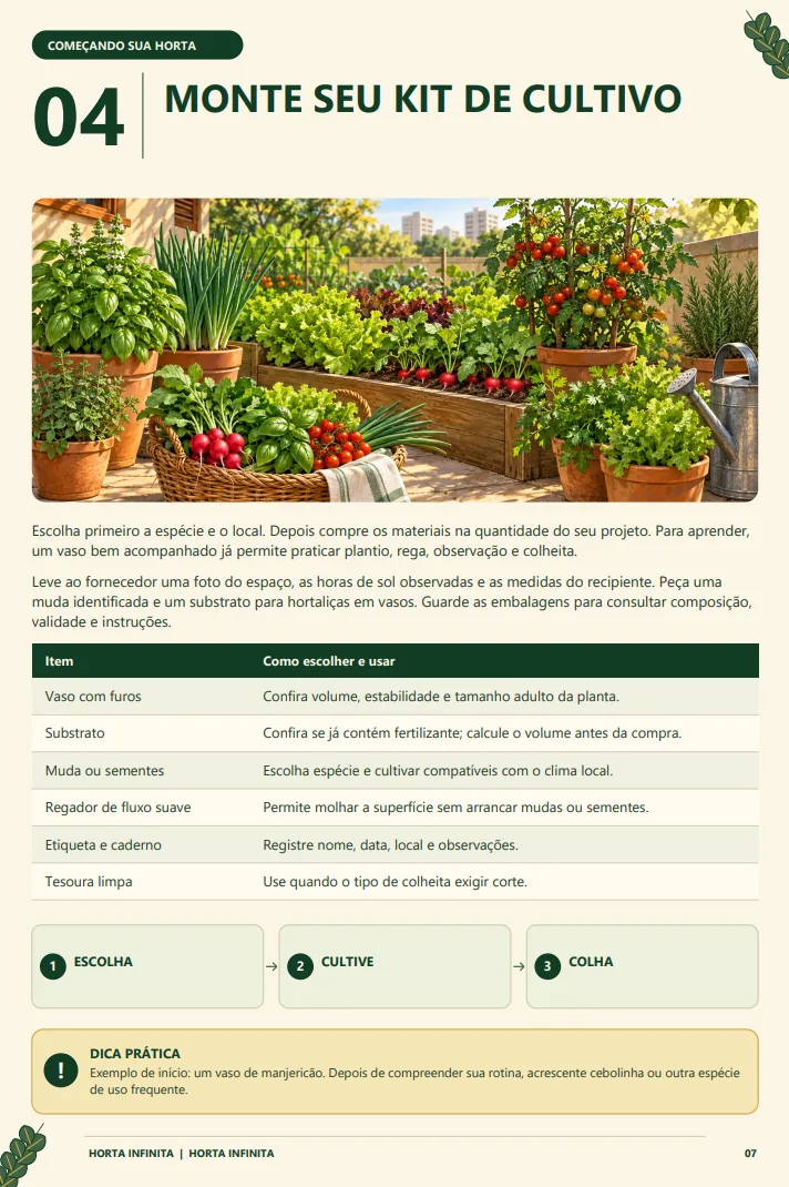 Página Monte seu kit de cultivo