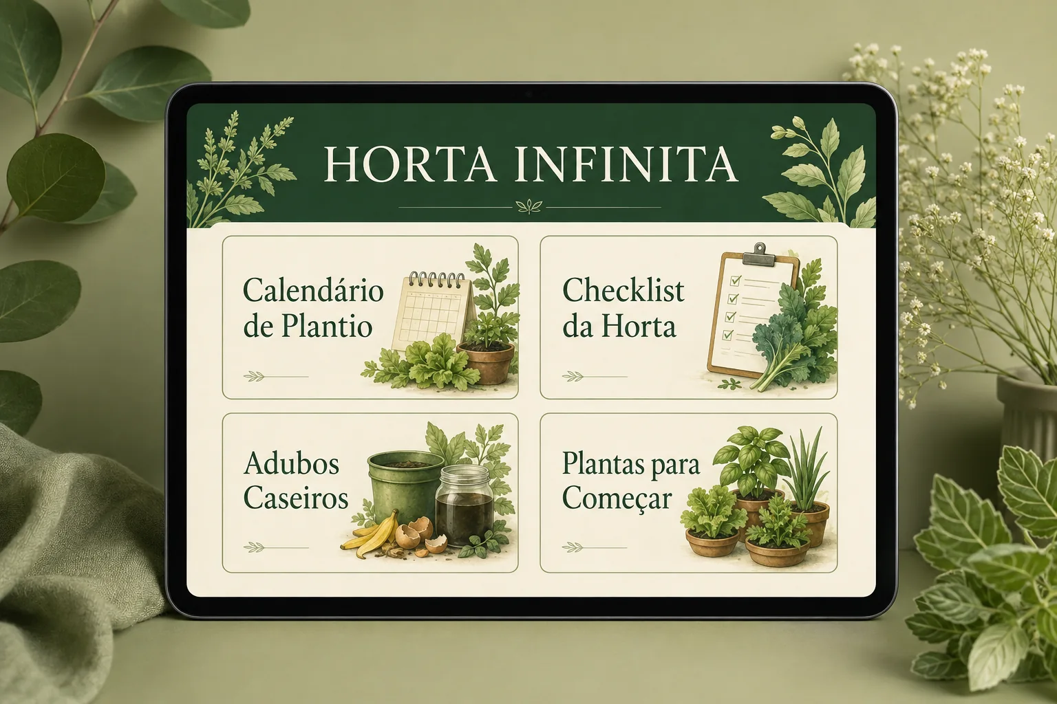 Mockup do Guia Digital Horta Infinita