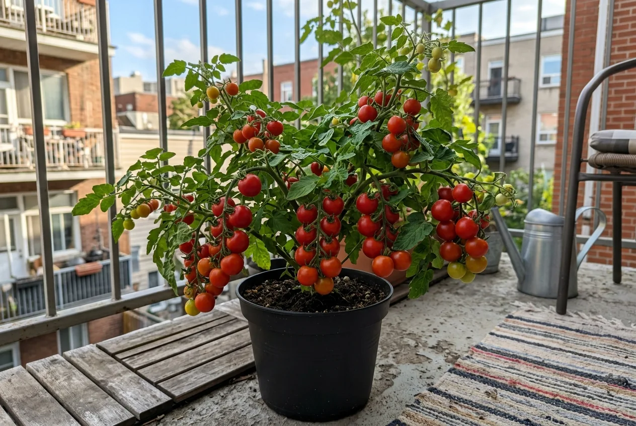 Pé de tomate cereja em vaso